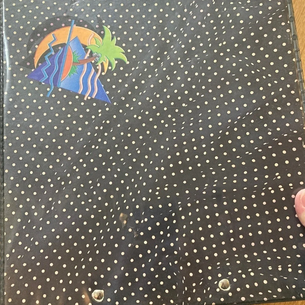 Trapper Keeper Designer Series 3 Ring Binder Navy Polka Dot Palm Tree-2 folders